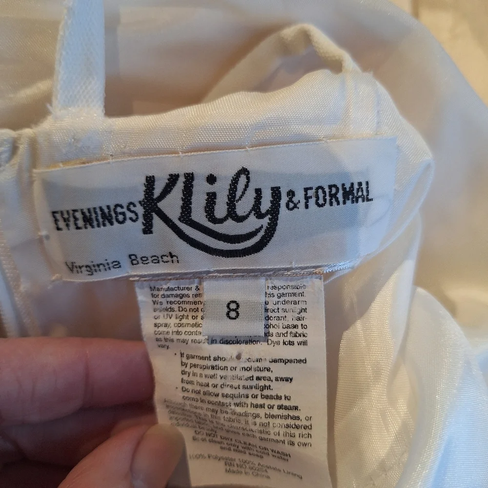 K Lily Ivory White Beaded Maxi Evening Dress Size 8 - Picture 2 of 12